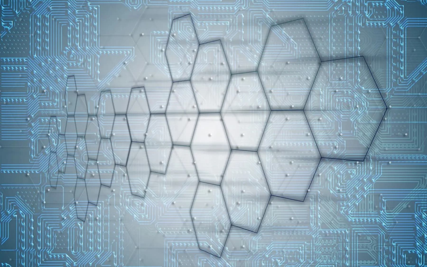 Red hexagonal sobre un circuito, evocando la inteligencia artificial